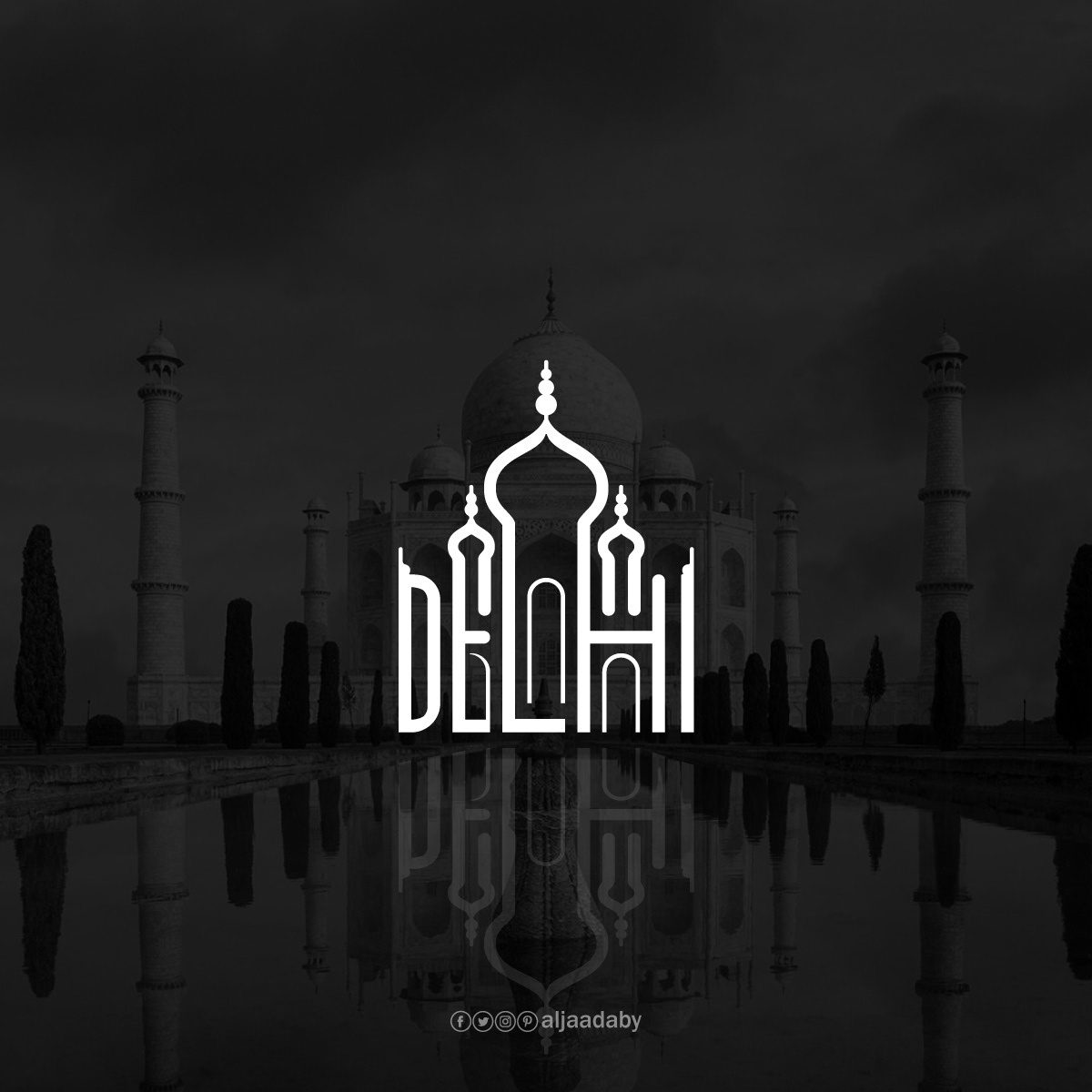 Image d'une des typographies réalisées par Mohamed Al-Jaabady. Elle représente New Dehli.