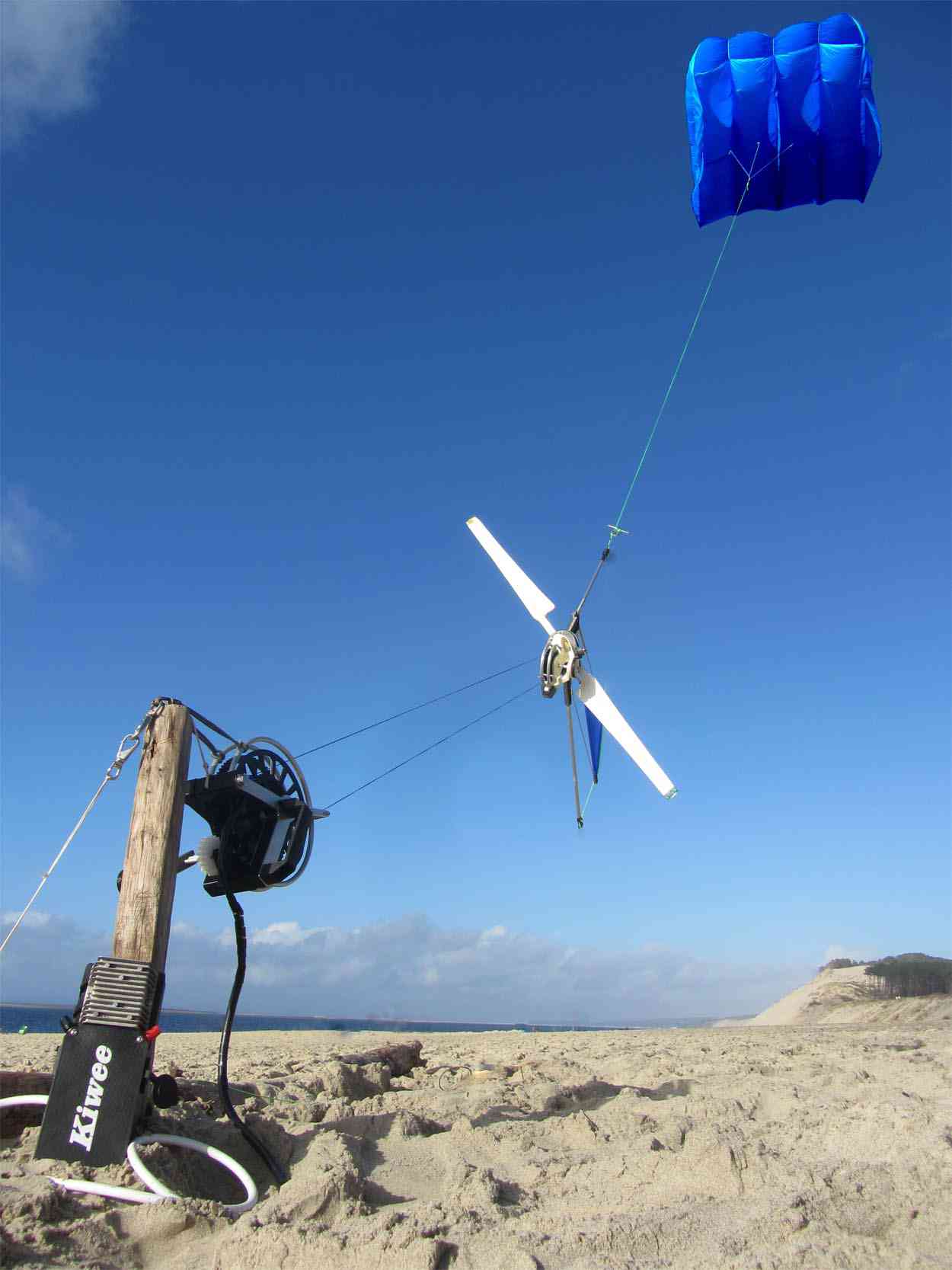 Photo de l'éolienne nomade développée par Kitewinder
